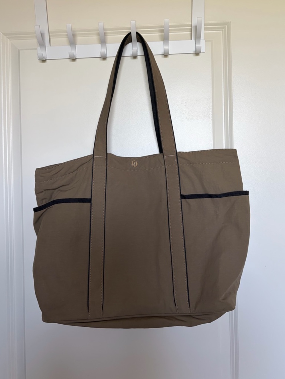 Lululemon- Large Canvas Tote in Fawn Brown with Black Trim